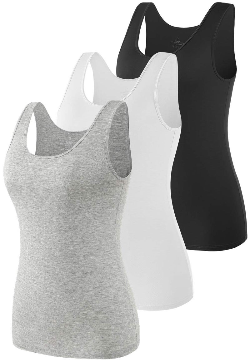 Vislivin Tank Tops for Woman Sleeveless Basic Undershirt Layering Tanks Black/White/Gray XL - Image 1